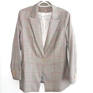 H&M Suit Jacket / Blazer - Grey & Pink Prince of wales design - Size US M